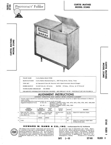 Curtis mathes model - curtis, 315ms-